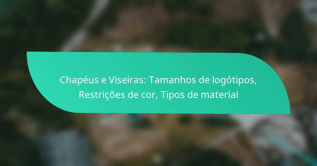Chapéus e Viseiras: Tamanhos de logótipos, Restrições de cor, Tipos de material