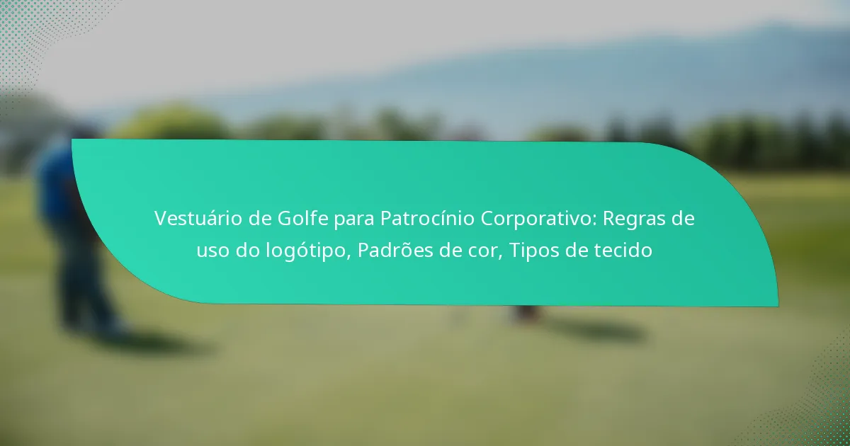 Vestuário de Golfe para Patrocínio Corporativo: Regras de uso do logótipo, Padrões de cor, Tipos de tecido
