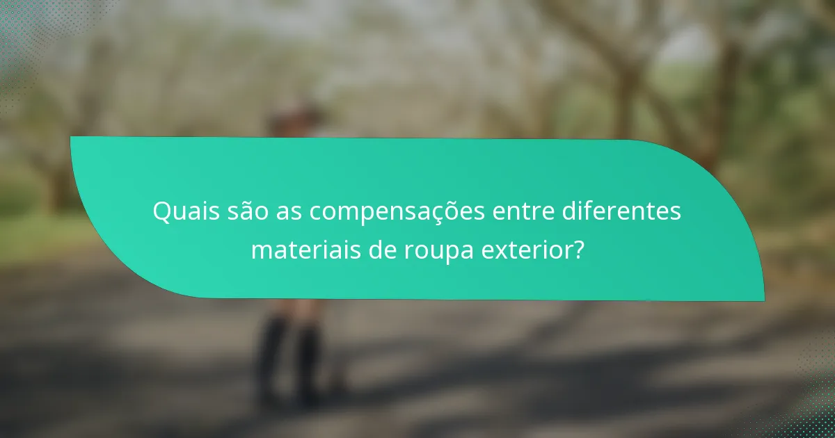 Quais são as compensações entre diferentes materiais de roupa exterior?