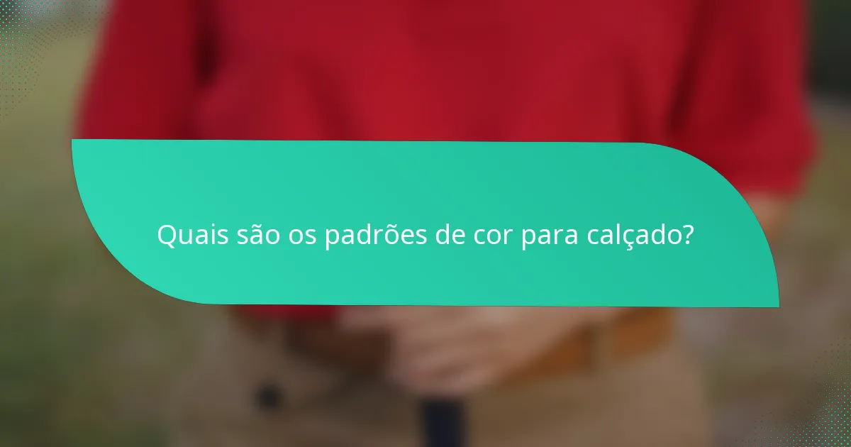 Quais são os padrões de cor para calçado?